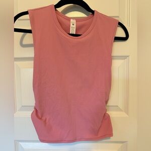 All It Takes Back-Twist Ribbed Tank Top in Pink Tide